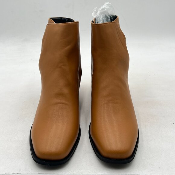 Brown Women Low Heel Back Strap Buckle Ankle Boots Square Toe Ladies Short Boots - Picture 2 of 7